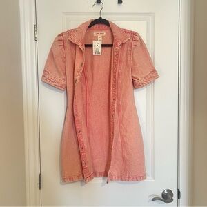 Pink Denim Short Sleeve Jacket